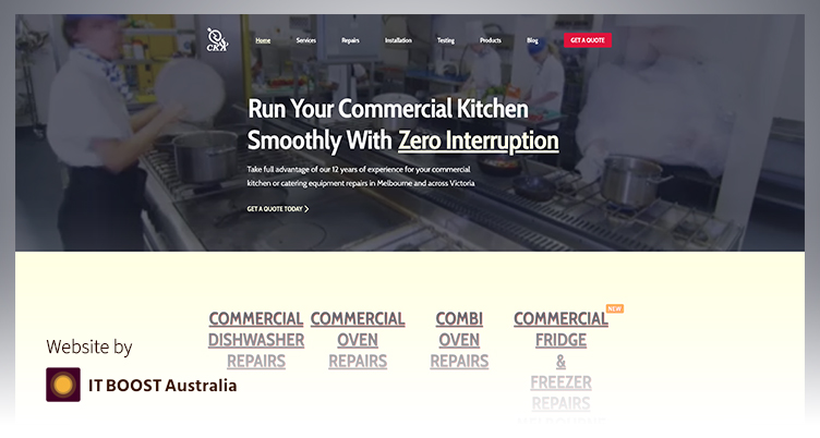 Commercial Kitchens Armiya website homepage designed and developed by IT BOOST Australia