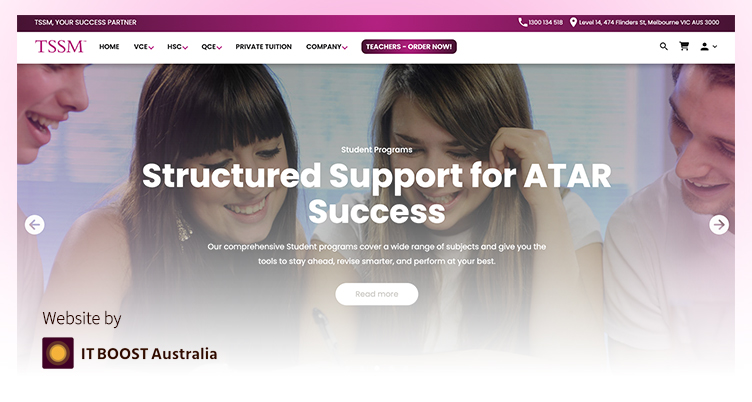 TSSM website homepage designed and developed by IT BOOST Australia